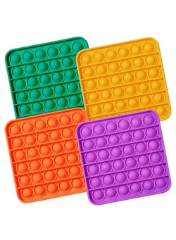گجت، فیجت و سرگرمی اسپینر Push Pop Bubble Fidget Sensory Toy 4Pack Push Pop Fidget Toy Square Purple Orange Mint Green Yellow Party Favors 