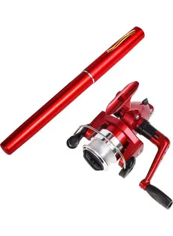 ماهیگیری چوب ماهیگیری Mini Telescopic Pocket Pen Fishing Rod and Reel Combo Aluminum Alloy Pole Spinning Reel Set 1m 24*6.5*14.5cm 