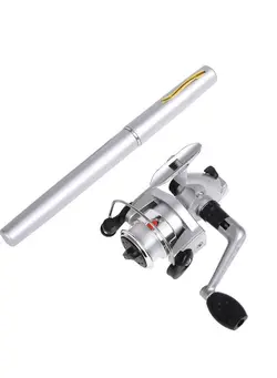 ماهیگیری چوب ماهیگیری Mini Telescopic Pocket Pen Fishing Rod and Reel Combo Aluminum Alloy Pole Spinning Reel Set 1.6m 24*6.5*14.5cm 