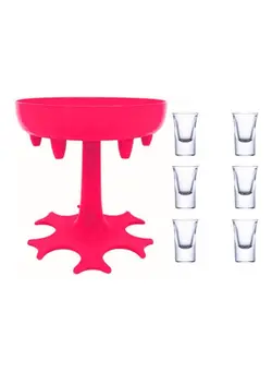 ظروف و تجهیزات آشپزخانه اکسسوری و تجهیزات آماده سازی 6-Piece Shot Glass Dispenser With Holder Pink/Clear 14 x 13 x 13.00cm 