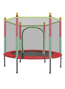 بازی‌های فضای باز و تجهیزات پارک ترامپولین 4.5 Feet Spring Pad Trampoline With Safety Net 142x142x129cm 