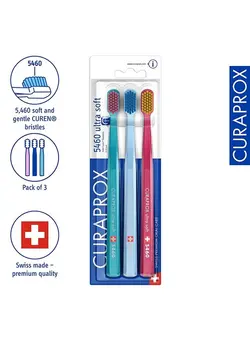 مسواک مسواک دستی Curaprox Toothbrush CS 5460 Ultra-Soft, 3 Pack - Ultra Soft Toothbrush for adults with 5460 CUREN Bristles - Curaprox Manual Toothbrush 