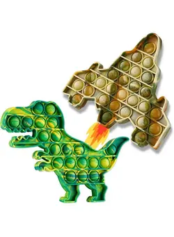 گجت، فیجت و سرگرمی اسپینر Fidget Pack 2Pcs Push Pop Bubble Fidget Sensory Fidget Toys For Stress Relief Bubble Popper Fidget Toy Silicone Squeeze Toy For Kids Adults (Camo Colors Trex Dinosaur + Fighter Jet) 