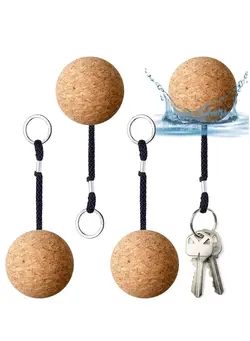ماهیگیری طعمه و قلاب Floating Cork Keyrings, 4 Pcs 53mm Floatable Wooden Ball Key Chain Water Buoyant Key Ring Lightweight Water Sports Accessories for Swimming Diving Fishing Canoeing Sailing Kayaking Marine Boat 