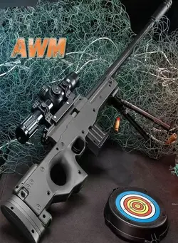 بازی‌های فضای باز و تجهیزات پارک تفنگ اسباب‌بازی Toy Gun Soft Bullets Education Toy Sniper Rifle Blaster Gun AWM Double Mirror Effect Toy Sniper Guns DIY Toy with Rich Accessories Shooting Games Toys for Kids 