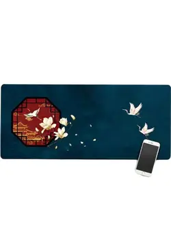 لوازم جانبی موس پد گیمینگ Extended Gaming Mouse Pad, MISTYBLUE Chinese Element Large Desk Mat Non-Slip Rubber Base with Stitched Edges(35.4x15.7in), Waterproof Computer Keyboard Mouse Mat for Work, Game, Office, Home 