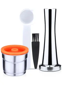 ظروف و تجهیزات آشپزخانه اکسسوری و تجهیزات آماده سازی Stainless Steel Reusable Coffee Capsules With Press Tamper Set Multicolour 