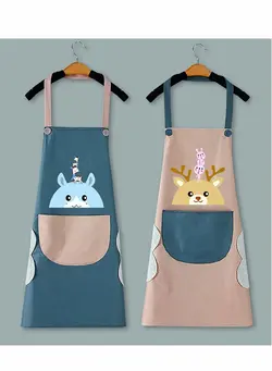 ظروف و تجهیزات آشپزخانه اکسسوری و تجهیزات آماده سازی Cute Ladies Aprons, Deer Aprons With Pockets and Hand Towels, Waterproof Oil-proof Kitchen Applicable for Home Kitchen, BBQ, Cofe, Hotel, Floral Shop (Set of 2 PCS) multi 