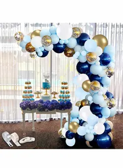 ظروف و تجهیزات آشپزخانه اکسسوری و تجهیزات آماده سازی Blue Balloon Arch Garland Kit 94 Pcs Repeatable white Gold Latex Confetti Balloons Pack for Birthday Baby Shower Wedding Anniversary Backdrop Party Decorations Supplies 