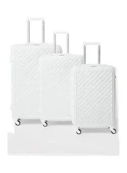چمدان و ساک مسافرتی ست چمدان 3-Piece Textured Checkered Luggage Trolley Set White 