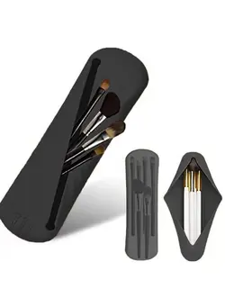 آرایشی صورت سایر Travel Makeup Brush Holder Silicone Cosmetic Brush Case Bag Portable Soft Makeup Tools Organizer Cosmetic Face Brushes Holder for Travel (Black) 