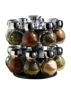 ظروف و تجهیزات آشپزخانه اکسسوری و تجهیزات آماده سازی 16-Piece Glass Spice Jar Set With Rack 