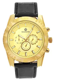 Swiscardin Men Casual Gold Dial Black