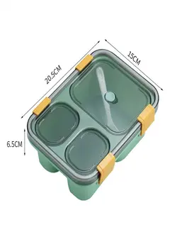 ظروف و تجهیزات آشپزخانه ظروف و کیف حمل غذا Microwave Oven Plastic Three Compartment Lunch Box Green 
