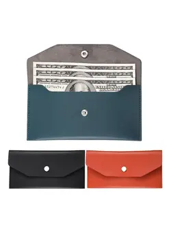 اسباب‌بازی‌های مشاغل و اماکن ست‌های قلک 3 Pieces Cash Envelopes Bag PU Leather Cash Money Pouch Cash Wallet Envelope Reusable for Spring Festival Wedding Birthday Graduation Holidays (Black, Orange, Dark Green) 