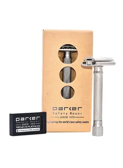 مردانه تیغ و ماشین اصلاح بدن Adjustable Double Edge Safety Razor With Blade Silver 