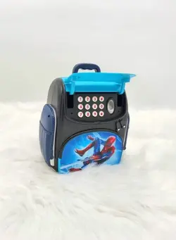 اسباب‌بازی‌های مشاغل و اماکن ست‌های قلک Spider Man Schoolbag Smart Fingerprint Password Saving Bank ATM Toy 
