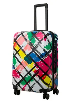 چمدان و ساک مسافرتی چمدان تک Reflection 24 Inch ABS and Polycarbonate Suitcase Lightweight Hardside Abstract Print Series Travel Luggage Trolley with 84L Storage Capacity 4 Spinner Wheels and TSA Lock Multicolor 