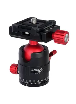 لوازم جانبی فیلم‌برداری و عکاسی سایر Andoer MT-C3 Compact Size Panoramic Tripod Ball Head Adapter 360° Rotation Aluminium Alloy with Quick Release Plate 