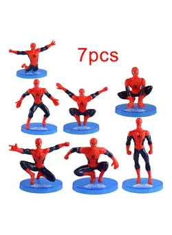 فیگور و مجسمه مجسمه و اکسسوری 7-Piece Super Heroes Spiderman Dolls Action Figure 