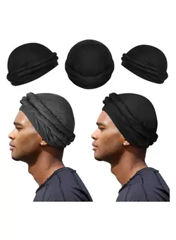 لباس بافت و شال گردن Turban for Men Turban Vintage Twist Head Wraps for Men Stretch Modal and Satin Turban Scarf Tie for Hair 2 Pcs 