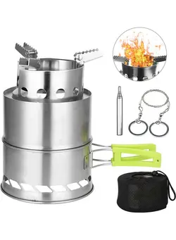 لوازم پخت  و پز ظروف آشپزی Outdoor Stainless Steel Wood Stove With Handle 14.5x10x14.5cm 