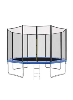 بازی‌های فضای باز و تجهیزات پارک ترامپولین 12ft Large Kids Outdoor Round Trampoline Safety Net With Stair 366X366X250cm 