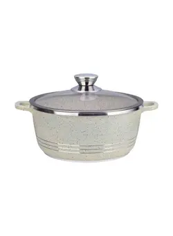 ظروف و لوازم پخت غذا لوازم و اکسسوری پخت Granite Cooking Pot With Lid Pink/Silver 28centimeter 