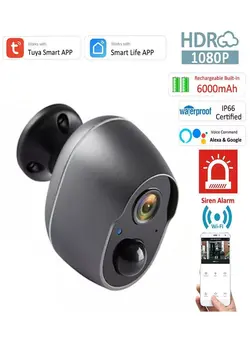 دوربین مدار بسته سایر 1080P Tuya Alexa Google 6000mAh IP66 Indoor Outdoor WIFI Security CCTV Surveillance Protection Camera 135° IR Camera 