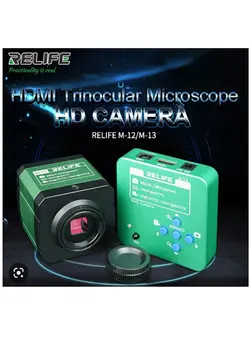 دوربین فیلم‌برداری و عکاسی تلسکوپ و میکروسکوپ RELIFE M12M13 3800W 2K 1080P HDMI 3 Eye Reflection Microscope HD Camera for Phone CPU PCB Observation Soldering Repair Tool 