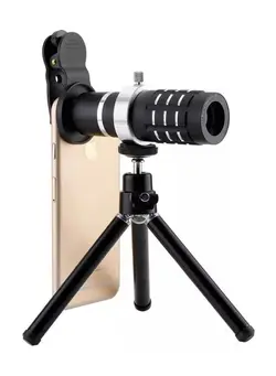 دوربین فیلم‌برداری و عکاسی تلسکوپ و میکروسکوپ Aluminum Cellphone Mobile Lens 12X Zoom Telescope Camera For Andriod And iPhone 