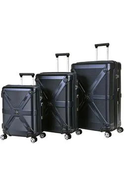 چمدان و ساک مسافرتی چمدان تک Hard Case Suitcase Trolley Luggage Set of 3 Polycarbonate Lightweight 4 Quiet Double Spinner Wheels Travel Bags With TSA Lock KJ97 Night Blue 