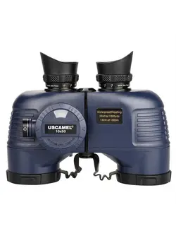 دوربین فیلم‌برداری و عکاسی تلسکوپ و میکروسکوپ 10x50 Marine Binoculars for Adults, Waterproof Binoculars with Rangefinder Compass，BAK4 Prism FMC Lens Binoculars with Tripod Adapter for Navigation Bird Watching Hunting 