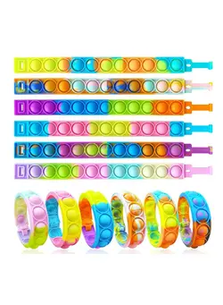گجت، فیجت و سرگرمی پاپ ایت Excellence 12PCS Push Pop Fidget Toy Fidget Bracelet Durable and Adjustable, Multicolor Stress Relief Finger Press Bracelet for Kids and Adults ADHD ADD Autism 