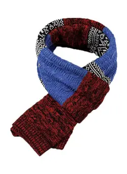 لباس بافت و شال گردن Long Patchwork Scarf Royal Blue/Red/Black 