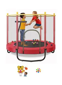 بازی‌های فضای باز و تجهیزات پارک ترامپولین Fitness Rebounder Trampoline With Safety Net And Basketball Hoop 140x140x120cm 