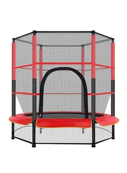 بازی‌های فضای باز و تجهیزات پارک ترامپولین 5.5 Feet Indoor And Outdoor Kids Trampoline With Enclosure - Red 140x140x160cm 