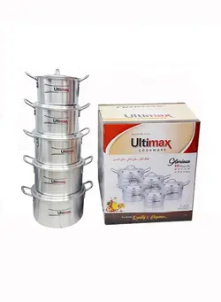 ظروف و لوازم پخت غذا ست ظروف پخت Ultimax Metal Finish Gloreous Cooking Pots 5 Pcs Set 1x5 With Durable Handles And Heavy Lids Original Made In Pakistan 