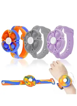 گجت، فیجت و سرگرمی پاپ ایت 3 pcs Stress Relief Pop Wristband Fidget Toys, Wearable Push Bubble Sensory Hand Finger Press Silicone Bracelet Toy 