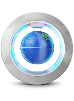 یادگیری و آموزشی سایر Magnetic Floating Globe World Map Circular Frame with Colorful LED for Home Office Desk Decoration 4 inch Blue 