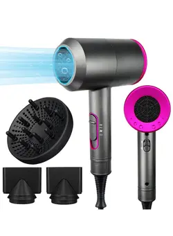 اتو مو فر کننده Professional Hair Dryer, 2000W Powerful Ionic Hairdryer with Diffuser Blow Dryer 2 Speeds, 3 Heating and Cool Button for Women Man Home Travel Salon Curly Straight 