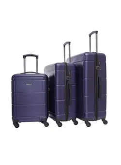 چمدان و ساک مسافرتی ست چمدان 3-Piece Hard Side ABS Luggage Trolley Set 20/24/28 Inch Navy Blue 