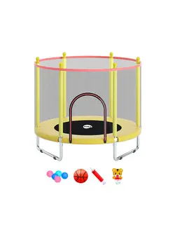 بازی‌های فضای باز و تجهیزات پارک ترامپولین Trampoline With Safety Gear Net 140x140x120cm 