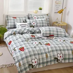 کالای خواب کاور و ست لحاف 4-Pieces King Size Natural Element Printed Bedding Set Polyester Multicolour 180x220cm 