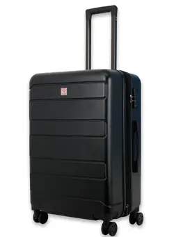 چمدان و ساک مسافرتی چمدان تک Re-flection 24 Inch ABS and Polycarbonate Suitcase, Lightweight Hardside Line Series Travel Luggage Trolley with 84L Storage Capacity , 4 Spinner Wheels and TSA Lock, Black 