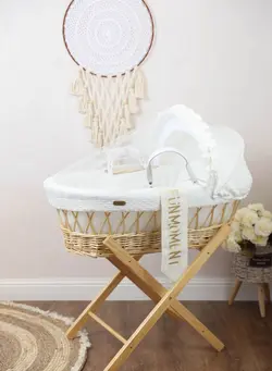 Moses Basket Cot With Stand - Off White 