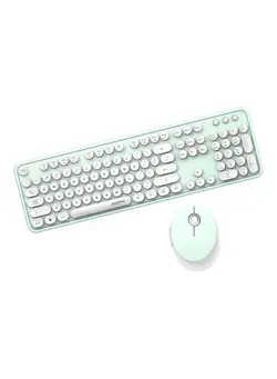 Mofii Sweet Combo Pure Color 2.4G Wireless Keyboard Mouse Set Circular Suspension Key Cap For PC Laptop Green 