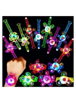 گجت، فیجت و سرگرمی اسپینر COOLBABY 25 Pack LED Light Up Fidget Spinner Bracelets Party Favors Glow in The Dark Party Supplies 