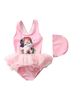 شنا مایو Girl's Cute Swimwear With Cap 100cm 