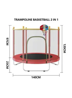 بازی‌های فضای باز و تجهیزات پارک ترامپولین 5.5feet Trampoline For Kids With Basketball Hoop And Safety Enclosure Net 140x140x120cm 
